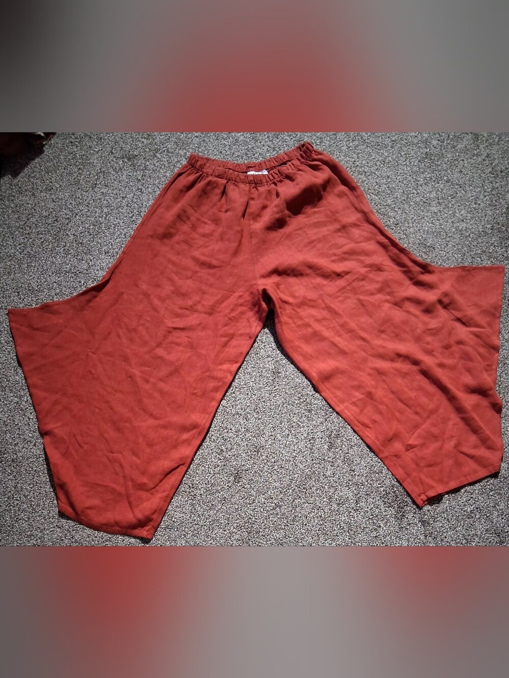 Bryn Walker Linen Blend Elastic Waist Pants — Rust